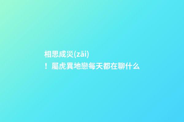 相思成災(zāi)！屬虎異地戀每天都在聊什么